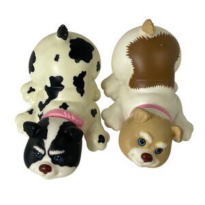 2 Vintage Hasbro Puppy Surprise Funtime Babies White Dog Pup Figures Rare